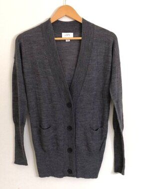 LOFT Gray‎ Wool Blend Button Down Cardigan Sweater M